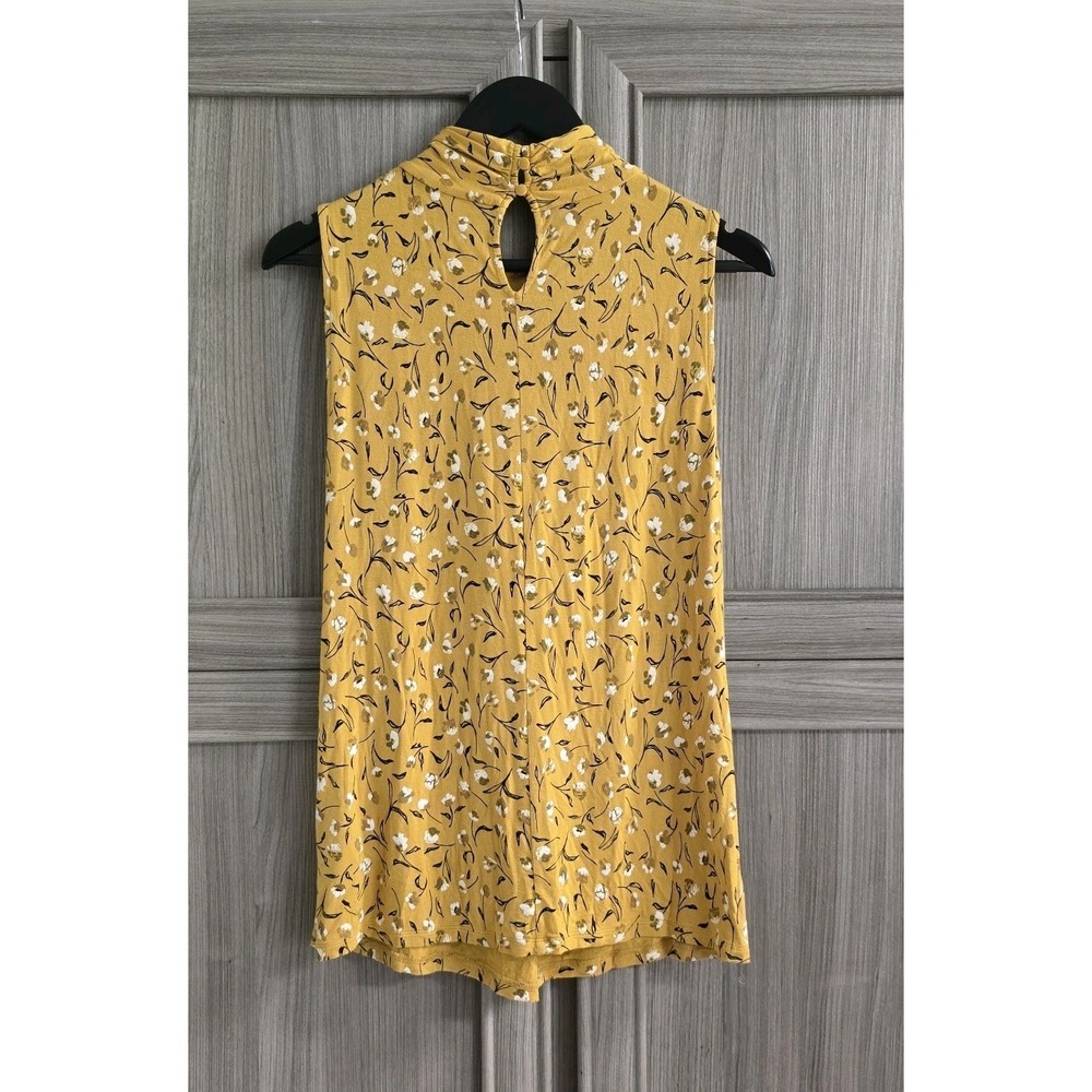 Worthington Womens Floral Blouse Sleeveless Large Golden Color - Picture 2 of 7